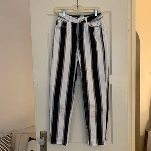 BDG Black and White striped Mom jeans